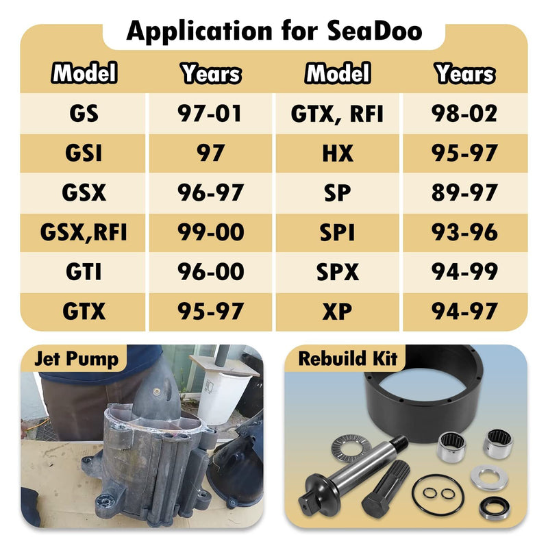 Jet Pump Rebuild Kit Tool for SeaDoo 1994-2002 Wear Ring Impeller Shaft Seal Oil