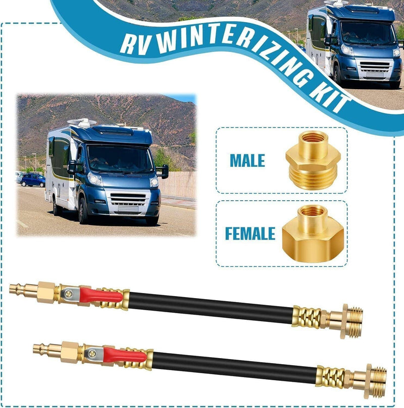 Camper Winterizing Kit Blowout Valve Adapter Hose for RV Trailer