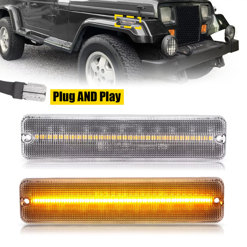 Front Fender LED Side Marker Lights Bumper Lamps for Jeep Wrangler YJ 1987-1995
