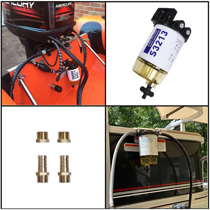 S3213 3/8" NPT Fuel Filter Water Separator System for Marine Outboard