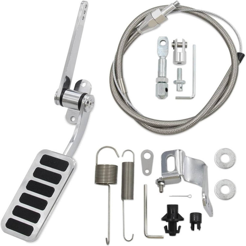 Universal Street Hot Rod Aluminum Gas Pedal & 24" SS Throttle Cable & Spring Kit