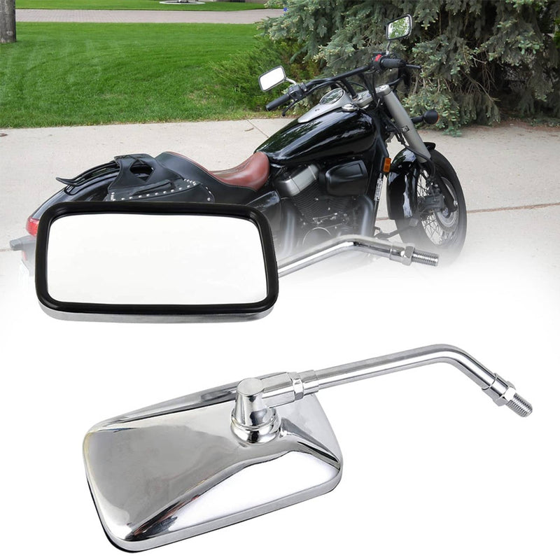10mm M10 Rectangle Rear View Side Mirrors Adjustable for Honda Kawasaki Yamaha