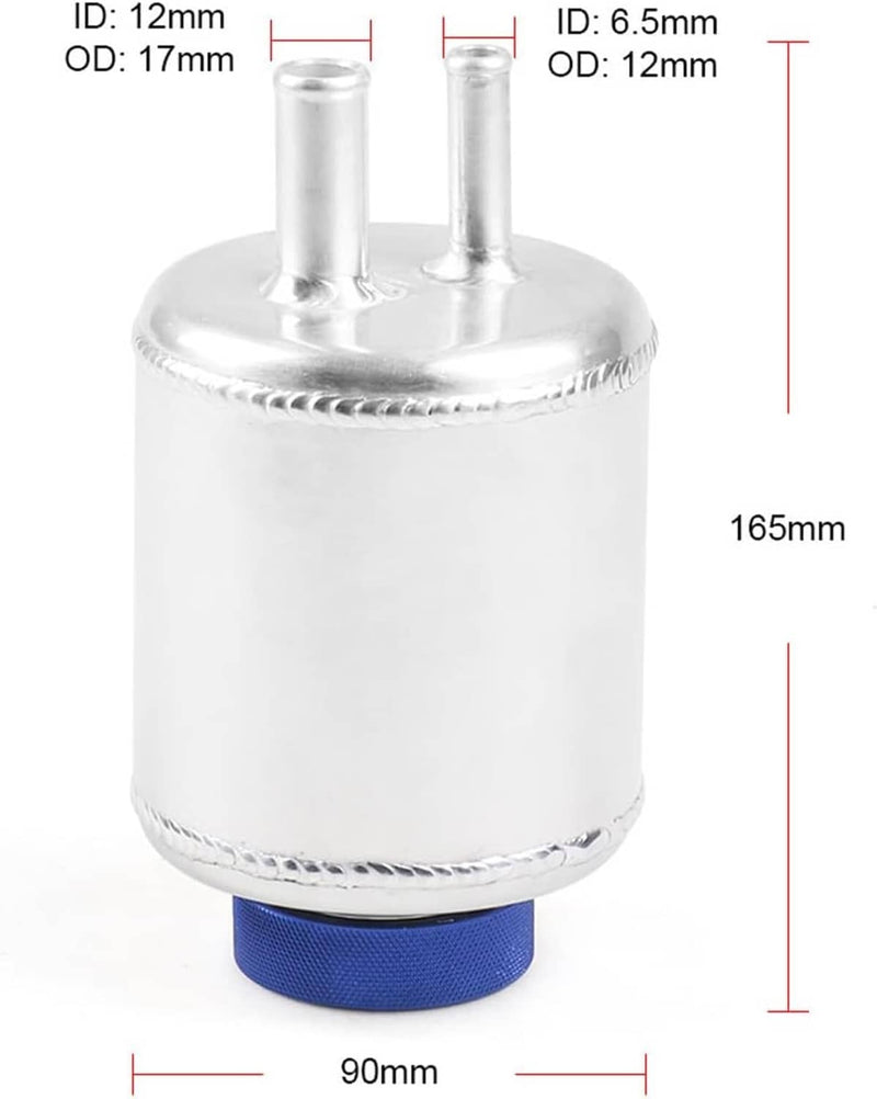 Universal Aluminum Racing Power Steering Fluid Reservoir Tank Silver Clamps