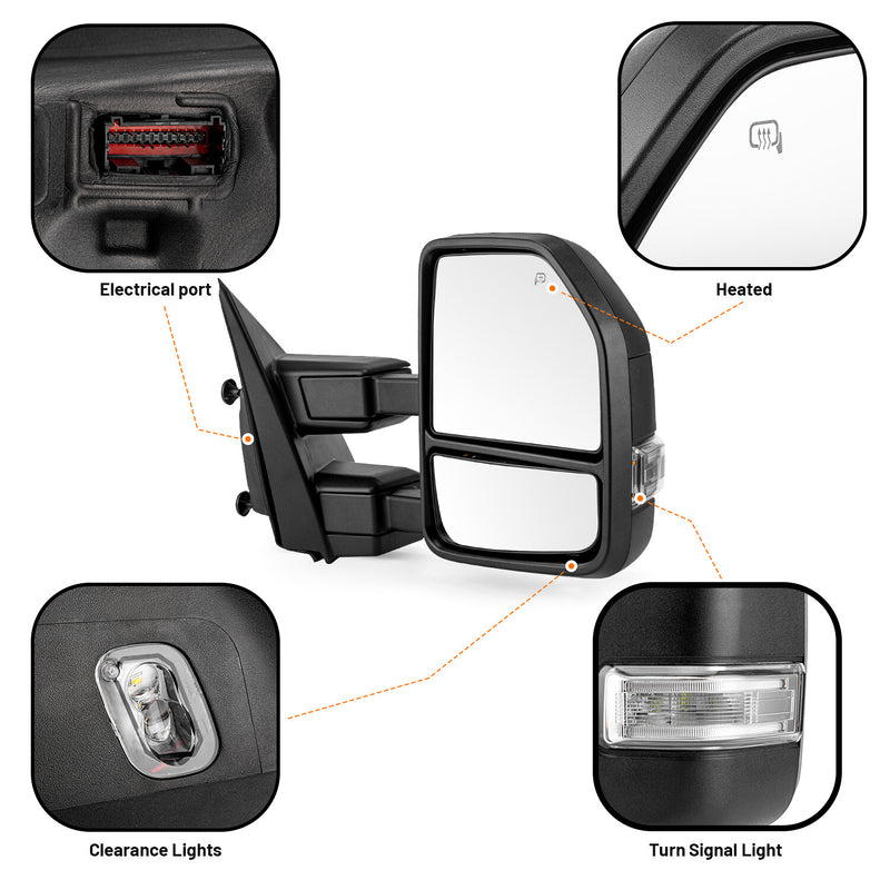 Towing Mirrors Power Heated LED Signal for Ford F-250 Super Duty LH RH Pair
