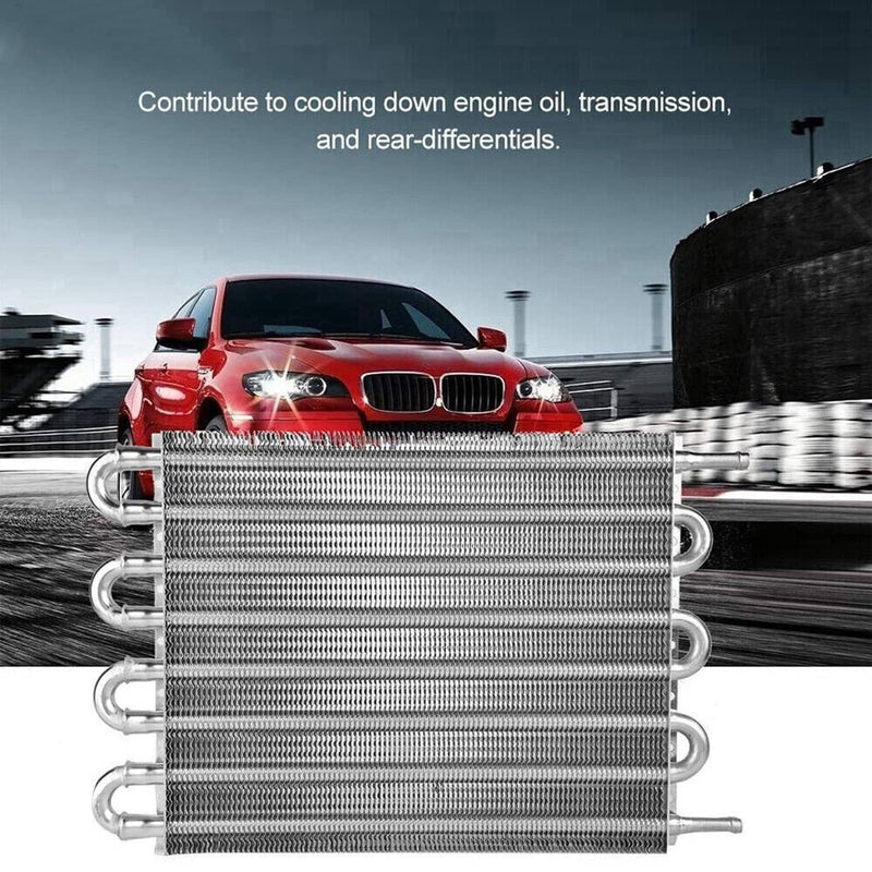 Universal 8 Rows Aluminum Remote Transmission Oil Cooler Radiator Converter Kit