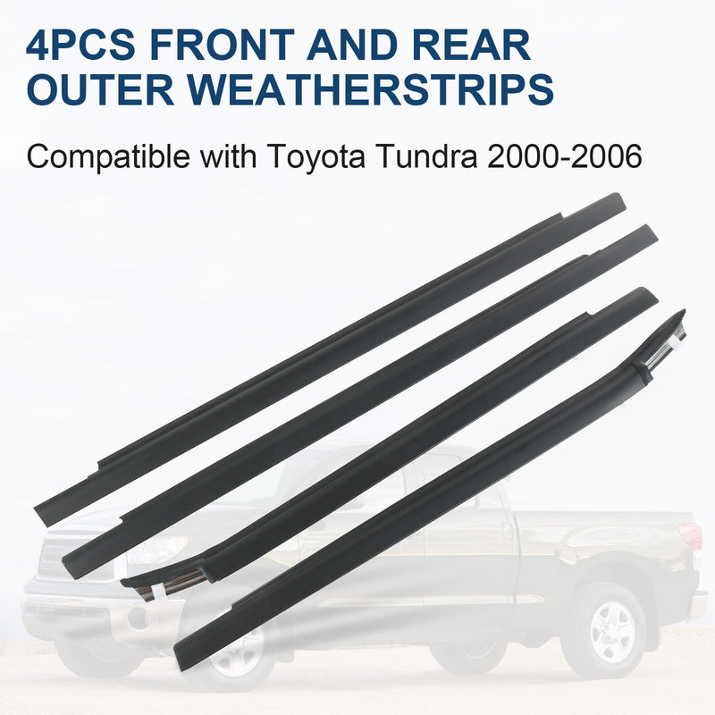 Window Moulding Weatherstrip Seal Belt for Toyota Tundra Double Cab 2000-2006 4x