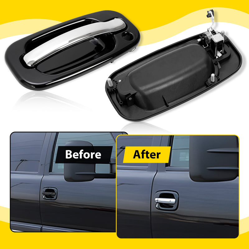 Front Exterior Door Handles Set Left Right Chrome for Silverado Sierra 1999-2006