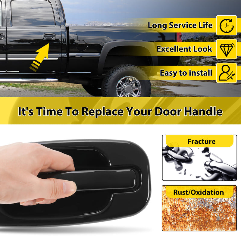 Rear Left Right Outside Door Handles for Silverado Sierra 1500 2500 99-06 2PCS