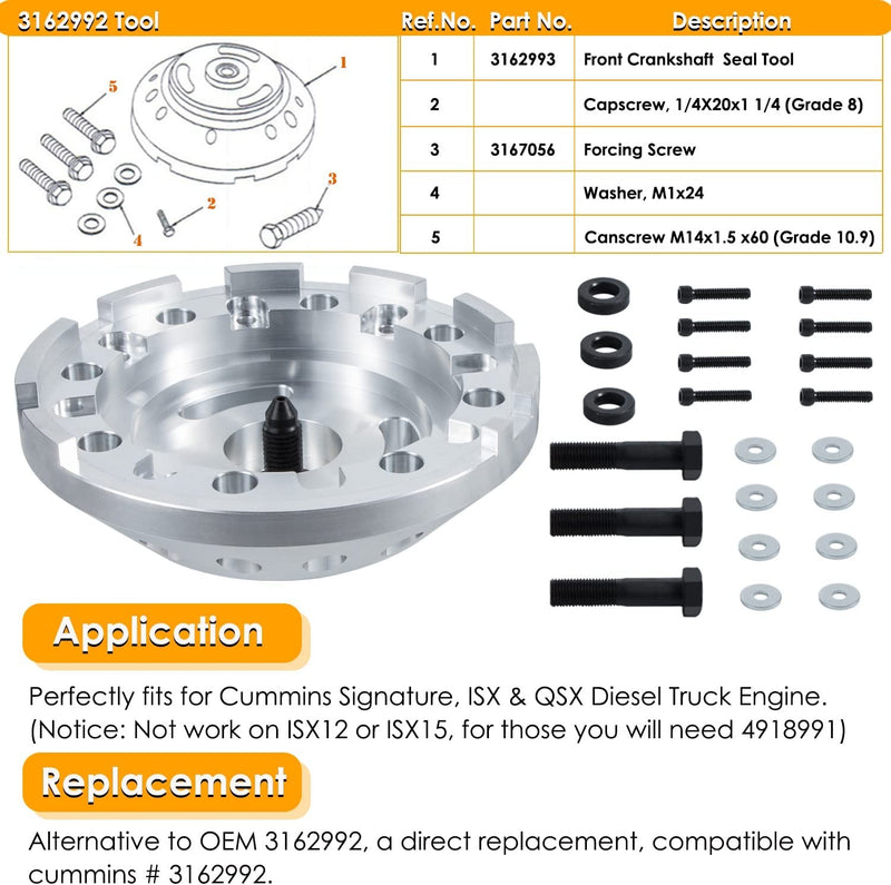 Crankshaft Seal Remover Installer Kit for Cummins ISX/QSX Front & Rear