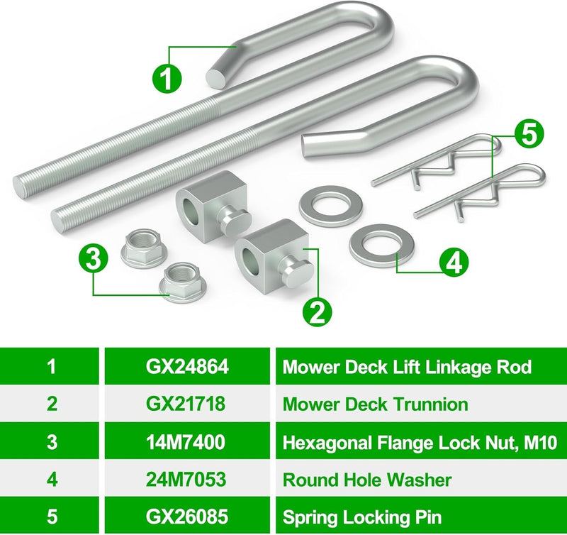 2 Deck Lift Bolt Nut Trunnion for John Deere D100 D105 D110 D120 D125 D130 D140