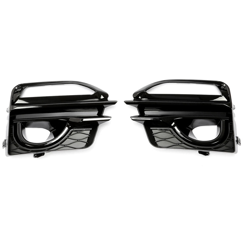 DURAFORCE For 2014-2017 Infiniti Q50 Sport Front Bumper Gloss Black Fog Lights Cover Bezel