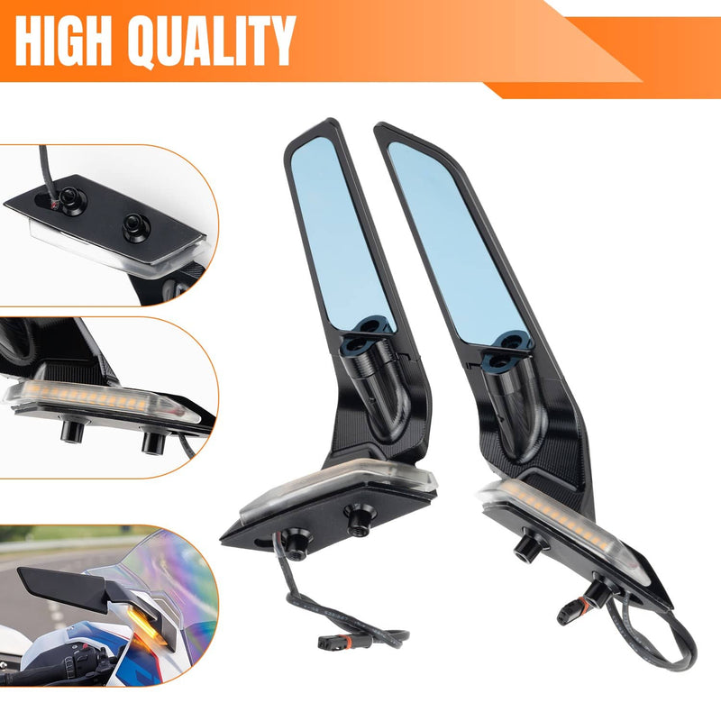 CNC Aluminum Adjustable Wind Wing Side View Mirrors for BMW S1000RR 2019-2026
