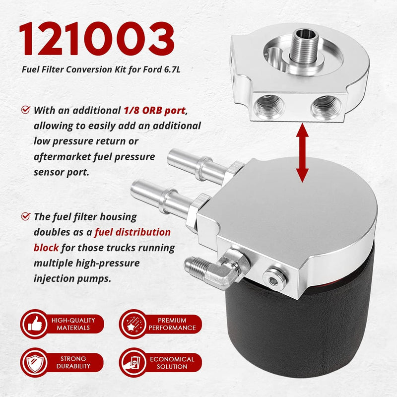 121003 Fuel Filter Conversion Kit for Ford 2011+ 6.7L Powerstroke