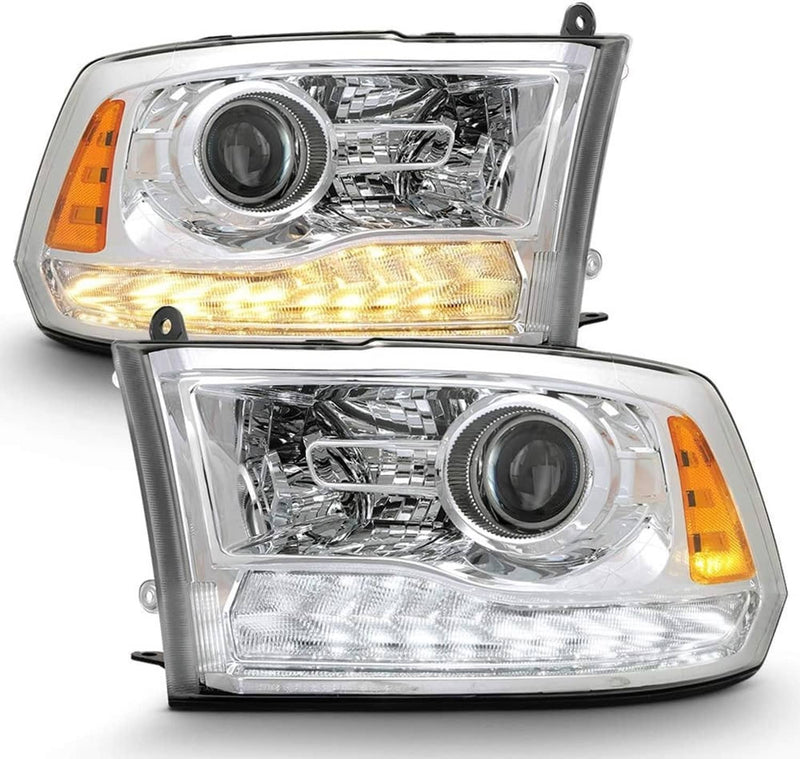 LED Projector Chrome Headlights for 2009-2018 Dodge Ram 1500 2500 3500 Pickup