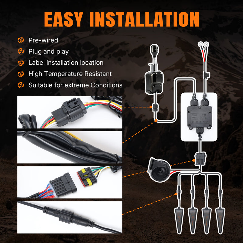 No Hole LED Turn Signal Street Legal Blinker Kit for Polaris Ranger 500 570 900