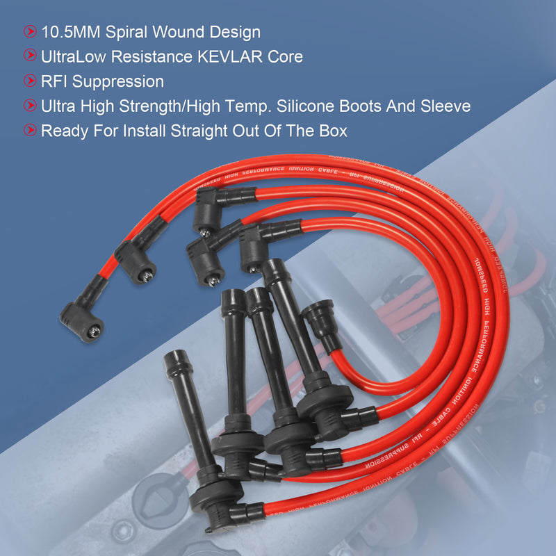 10.5mm Spark Plug Wire Set for Honda Accord 1998-2002 2.3L DX LX 10 Pieces