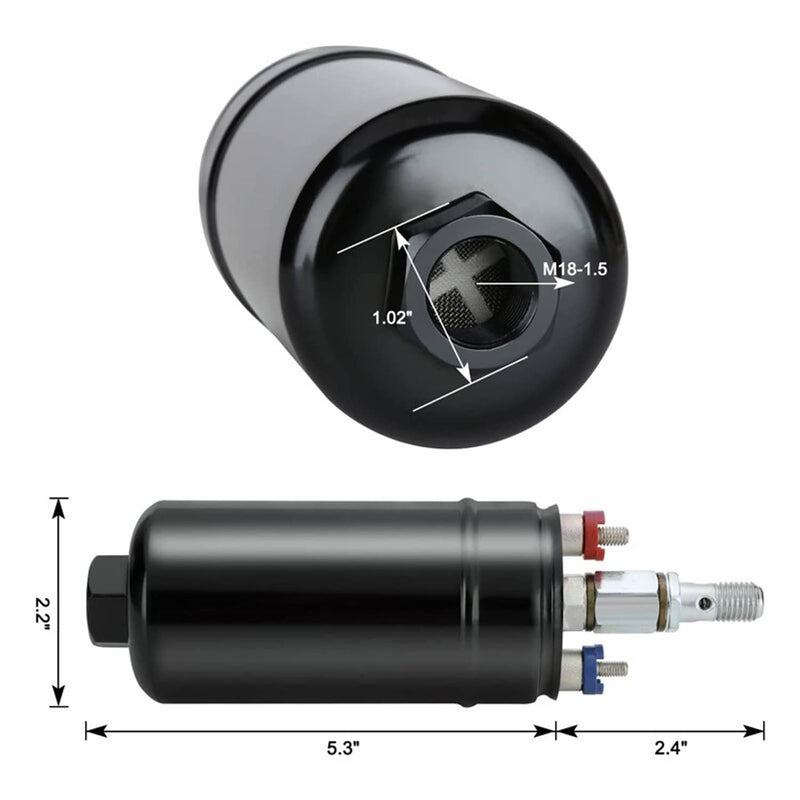 300LPH Universal External Inline Electric High Pressure Fuel Pump Kit E85