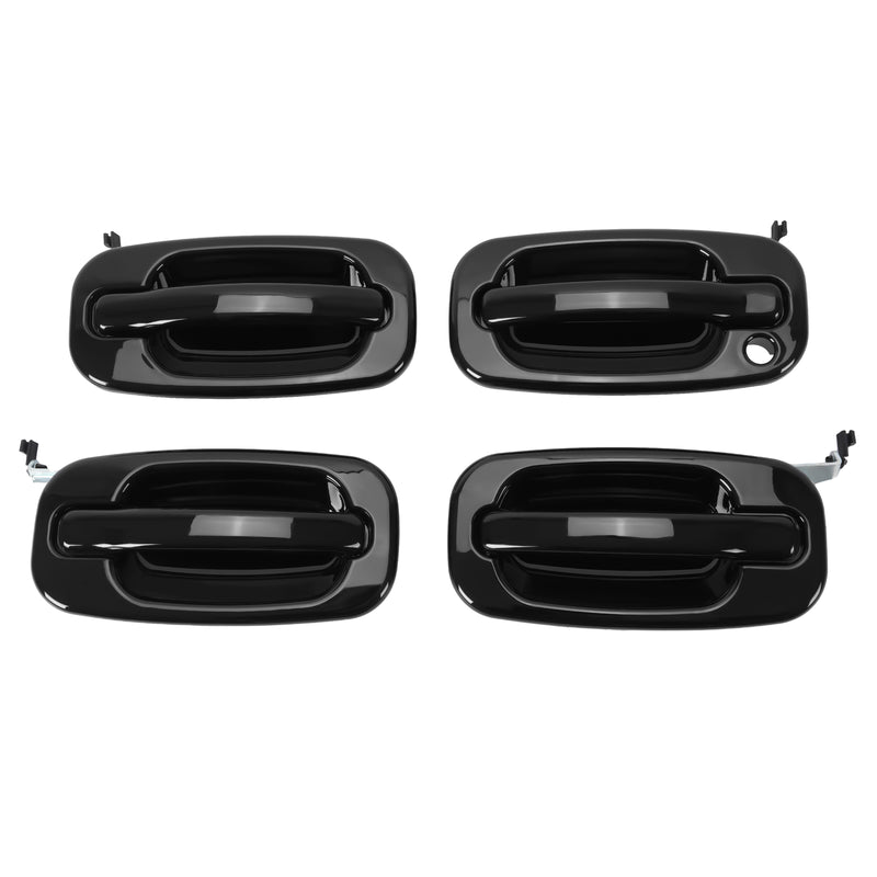 Outside Door Handles Set Painted Black for Silverado Tahoe Sierra 99-06 4 Pcs