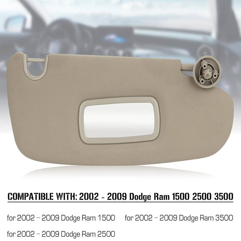 Sun Visor Set Left Right for 2002-2009 Dodge Ram 1500 2500 3500 Beige 2Pcs