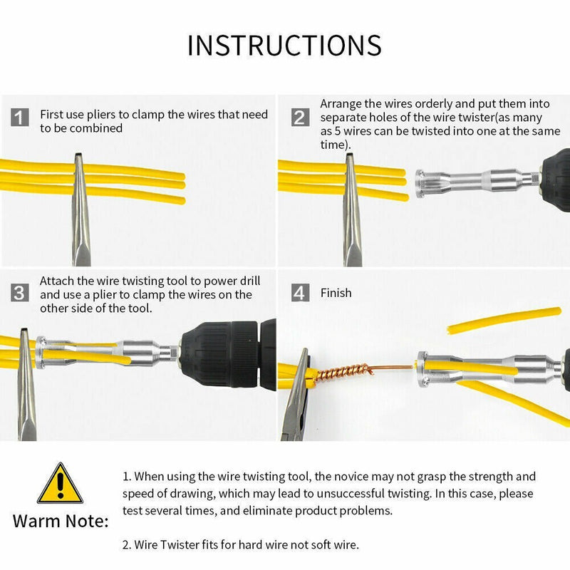 Electrical Drill Manual Wire Stripper Cable Nut Twister Precision Wire 2 in 1