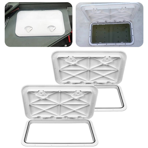 DURAFORCE 2X Marine Boat Deck Access Hatch & Lid 24 x 14 RV Storage White ABS