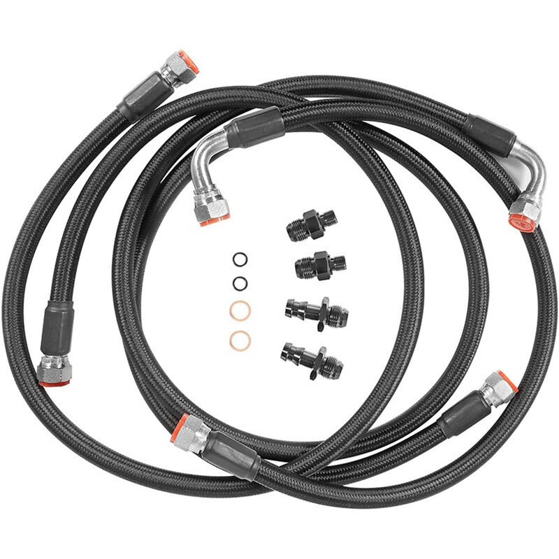 Black Transmission Cooler Hose Line Set for Dodge Ram 2500 3500 5.9L 48RE 03-07