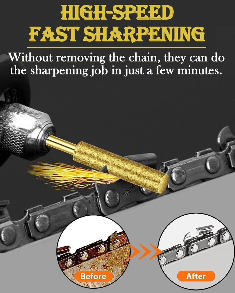 48Pcs Diamond Chainsaw Sharpener Burr Grinding Stone File 5/32 3/16 7/32