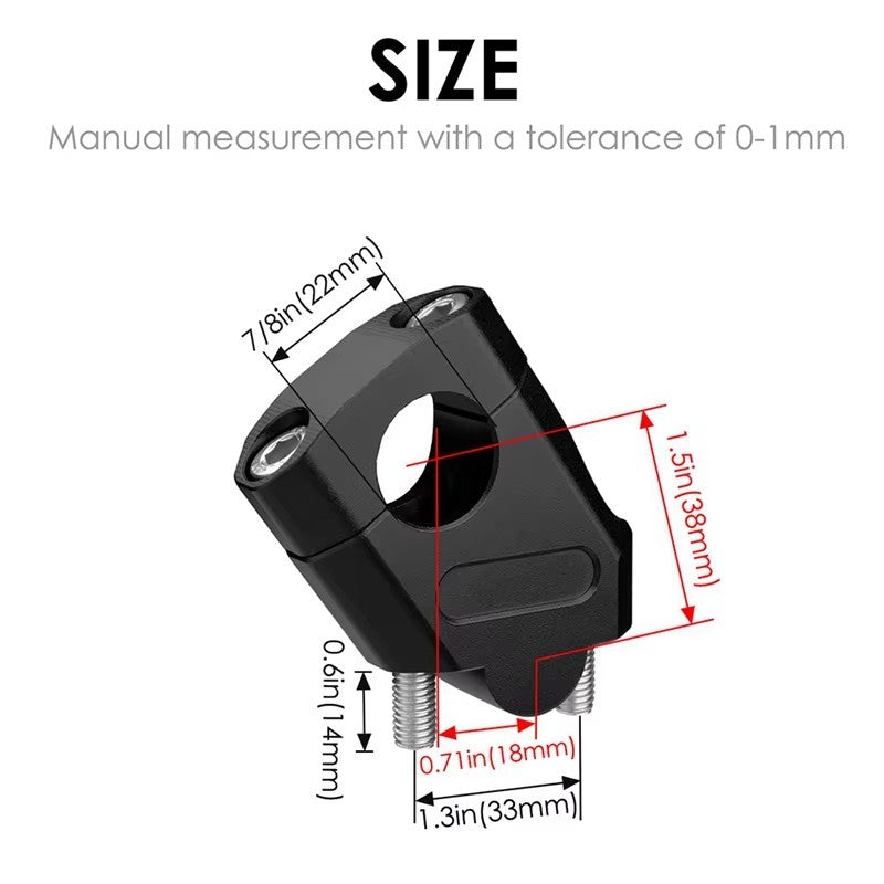 2pcs 7/8" 22mm Handlebar CNC Motorcycle Riser Mount Clamp Adapter Increased 38mm