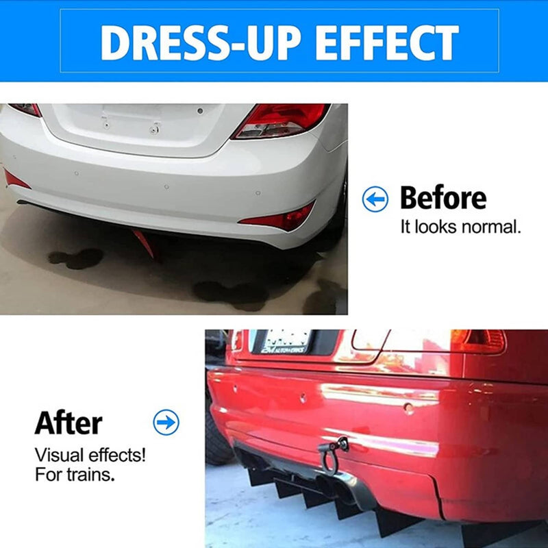 Rear Bumper Diffuser Shark ABS 4-Fin Spoiler Lip Splitter for Mazda Miata Black