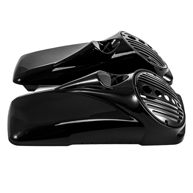 8" Vivid Black Speaker Lids w/ Tweeter Port for Harley 1994-2013 Touring Models