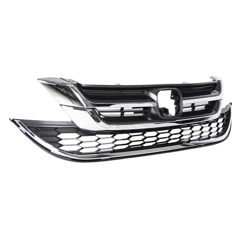 DURAFORCE Front Bumper Upper & Lower Grille ABS Chrome for Honda CRV CR-V 2010 2011