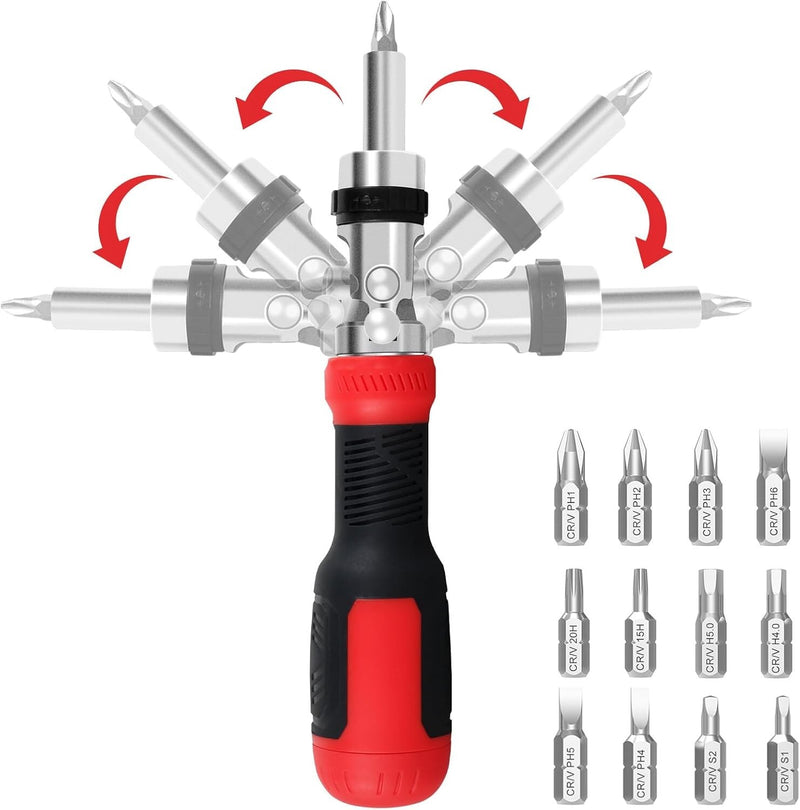 13-in-1 Tool Ratchet Screwdriver Flat Head Square Torx Hex Phillips