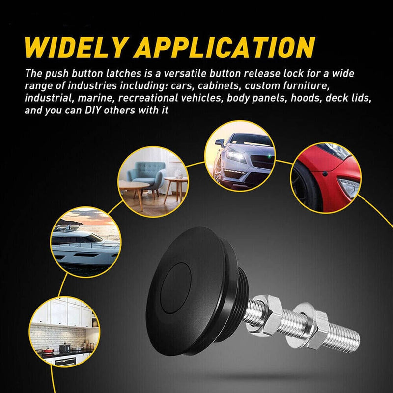 4x Push Button Quick Release Hood Bonnet Pins Lock Clip Car Bumper Latch Kits
