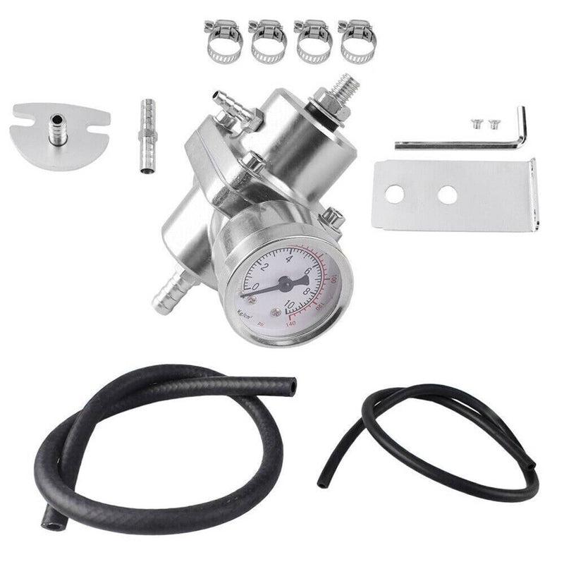 Adjustable Fuel Pressure Regulator Kit with 0-140 Psi Gage Hose Universal