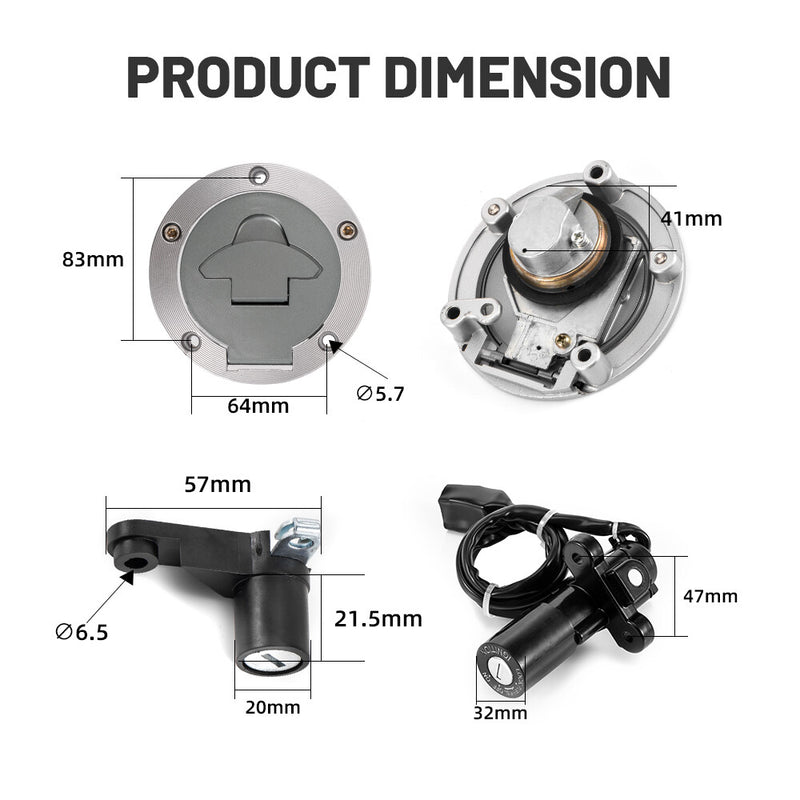 Ignition Switch Fuel Gas Cap Seat Lock Key for Yamaha YZF R3 R25 R6