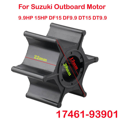 DURAFORCE 17461-93901 Water Pump Impeller for Suzuki Outboard 9.9HP 15HP DF DT9.9-15