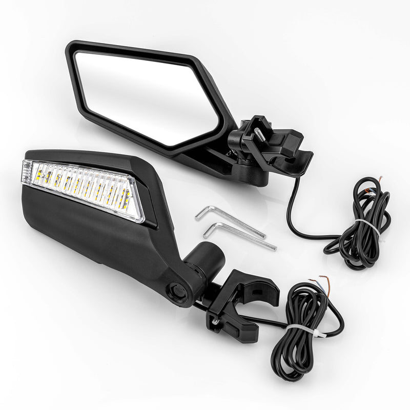 2PCS Side Rear View Mirrors with Light for Polaris RZR 900 XP 1000 CAN-AM X3 UTV