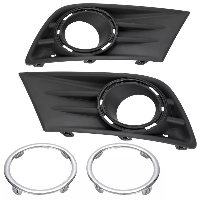 DURAFORCE Left Right Fog Light Cover Bezel With Chrome Ring Trim for Honda Pilot 2012-2015