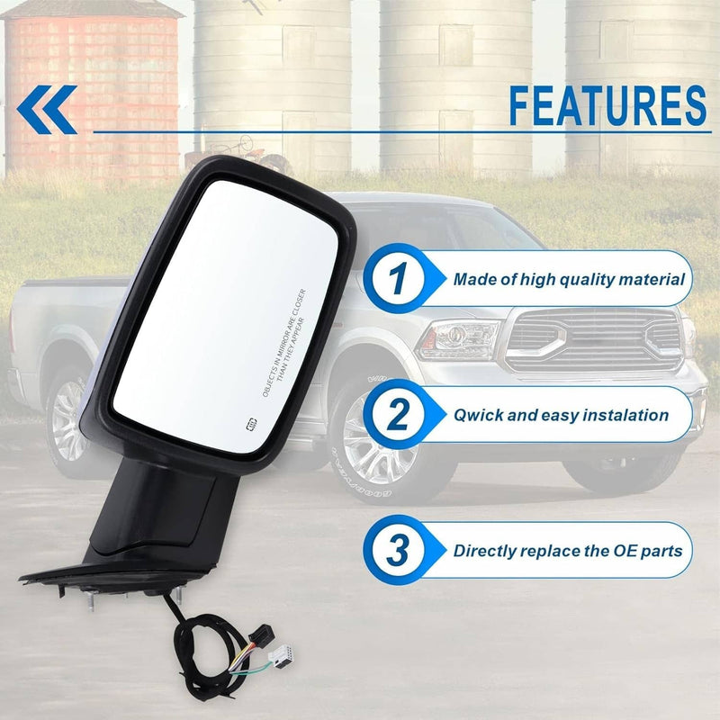 Chrome Power Folding Heated Right Mirror LED Signal for 2013-2019 Dodge Ram 1500