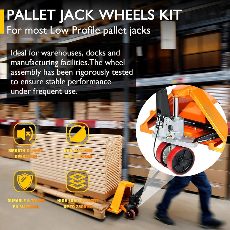 Pallet Jack Wheels Kit with Steering Wheels 7"x 2" Load Roller 3" x 3.75" Pair