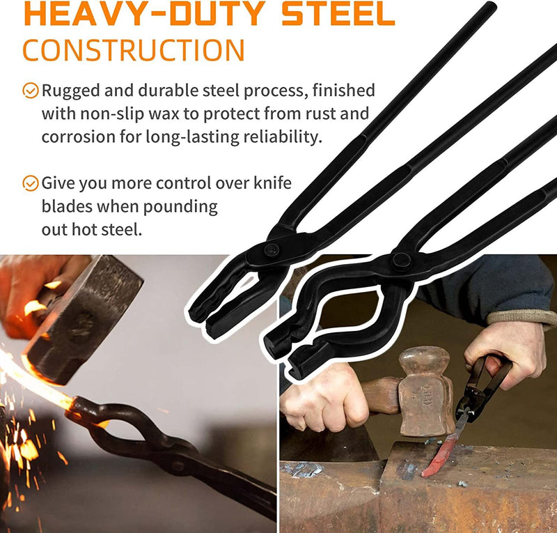 Blacksmith Tongs Set Knife Making Wolf Jaw V-Bit Starter Beginner