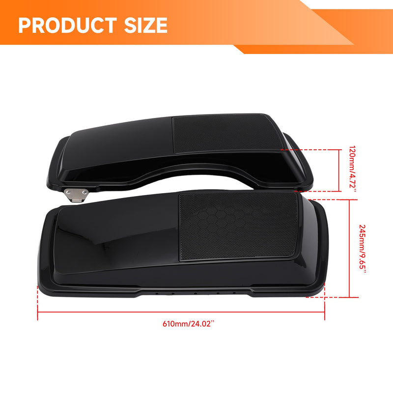 Black Saddlebag Lid Speaker Covers for Harley Touring 1993-2013 ABS Plastic