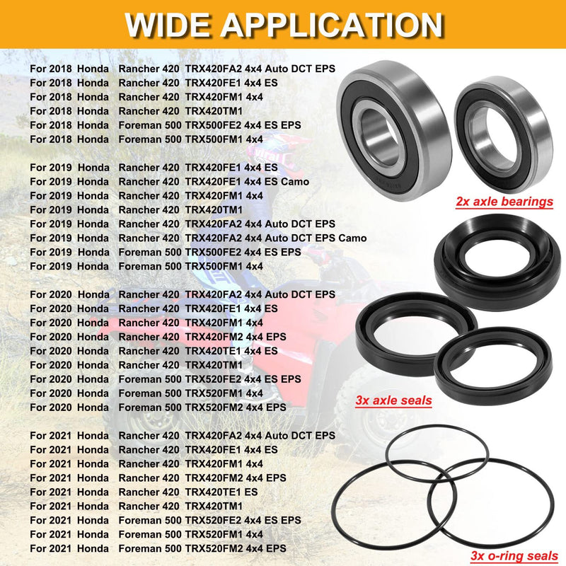 Rear Wheel Axle Bearing Kit for Honda Rancher 420(SRA) TRX420 Foreman 500 TRX500