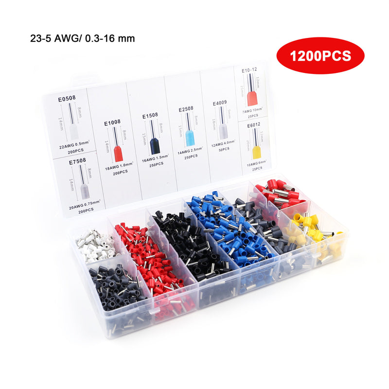 Ferrule Crimping Tool Kit AWG 23-7 Self Adjustable Ferrel Crimper with 1200 Piec
