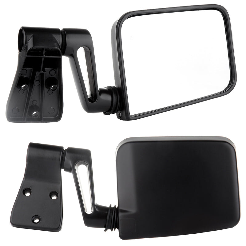 Manual Side View Black Door Mirrors Pair Set for 87-02 Jeep Wrangler