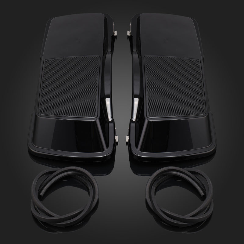 Black Saddlebag Lid Speaker Covers for Harley Touring 1993-2013 ABS Plastic