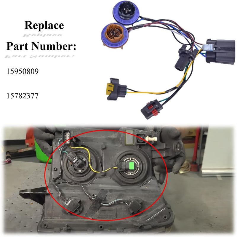 15950809 Headlight Wiring Harness for 2007-2014 Chevy Tahoe Suburban Avalanche