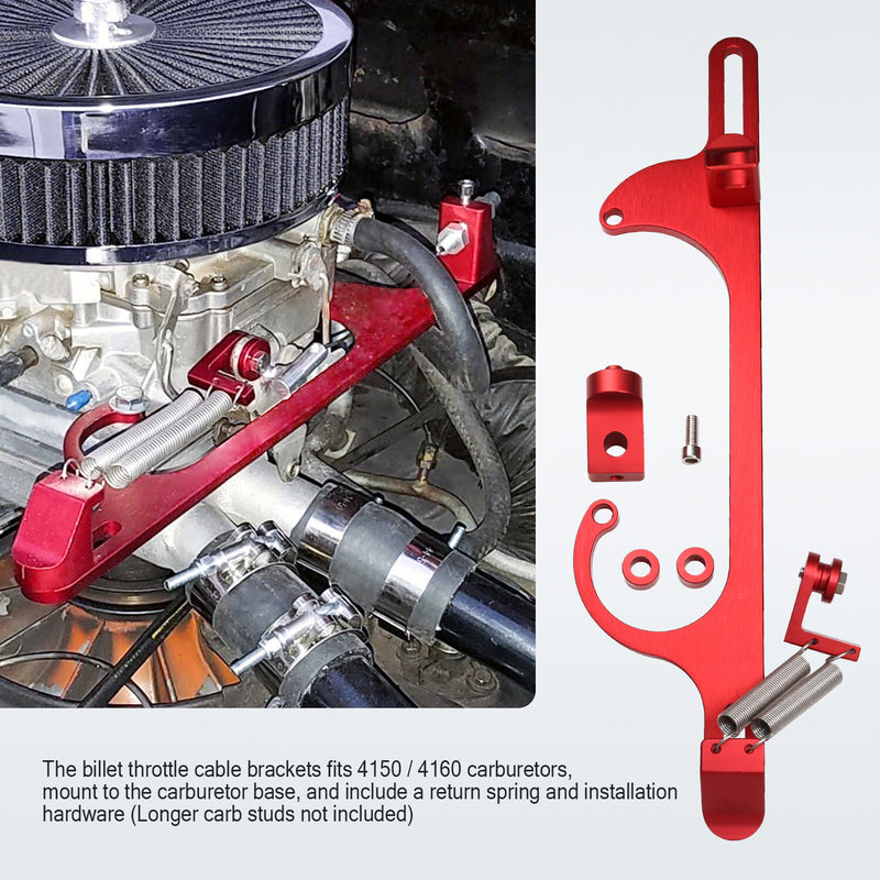 Red Aluminum Throttle Cable Carb Bracket for 4150 4160 Carburetor 350 SBC