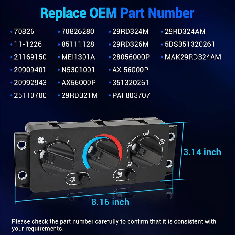 25110700 A/C Climate Control Module Panel for Mack Truck 2008-2018