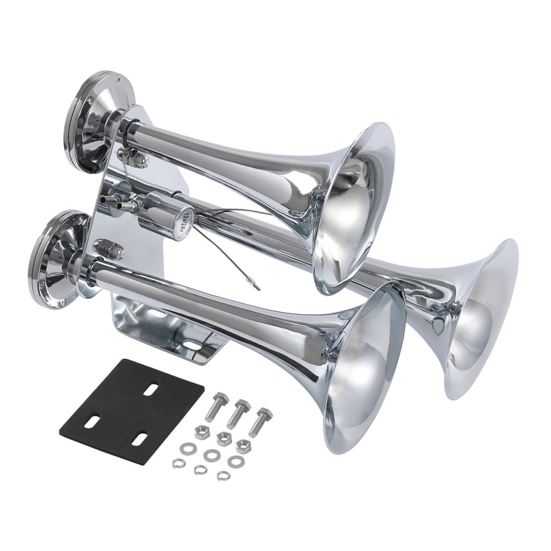 Train Air Horn 3T Triple Large Super Loud 152DB Sound 12V 24V for Truck